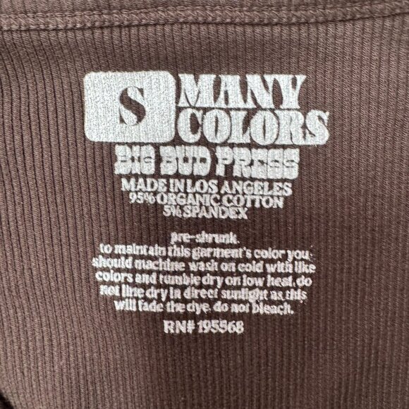 Big Bud Press Brown Long Sleeve V-neck Shirt Size Small - Picture 3 of 3